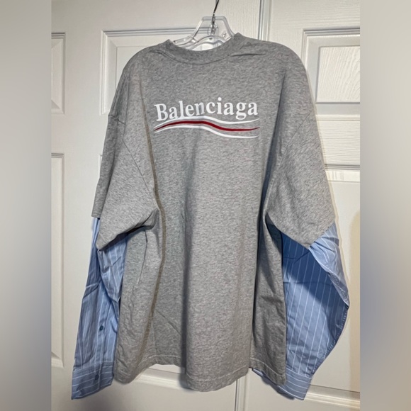 Balenciaga Gray and Blue Men's Shirt - Picture 1 of 7